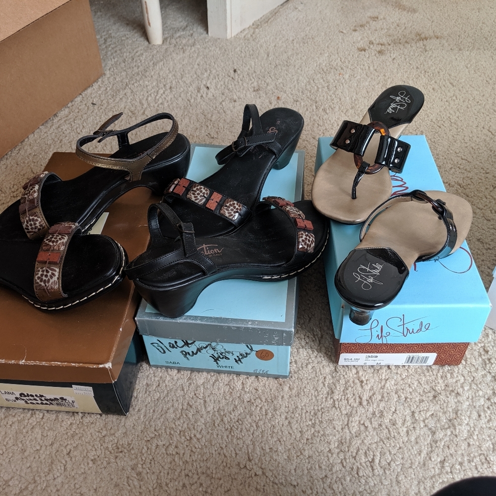 Set of three slip-on sandals
